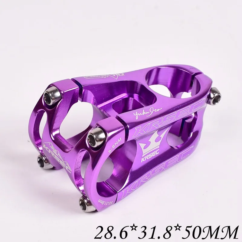 Purple KRSEC 31,8*28,6*50 мм руль для горного велосипеда, алюминиевый сплав, руль для велосипеда, стебель для велосипеда, MTB, аксессуары для шоссейного велосипеда - Цвет: Purple