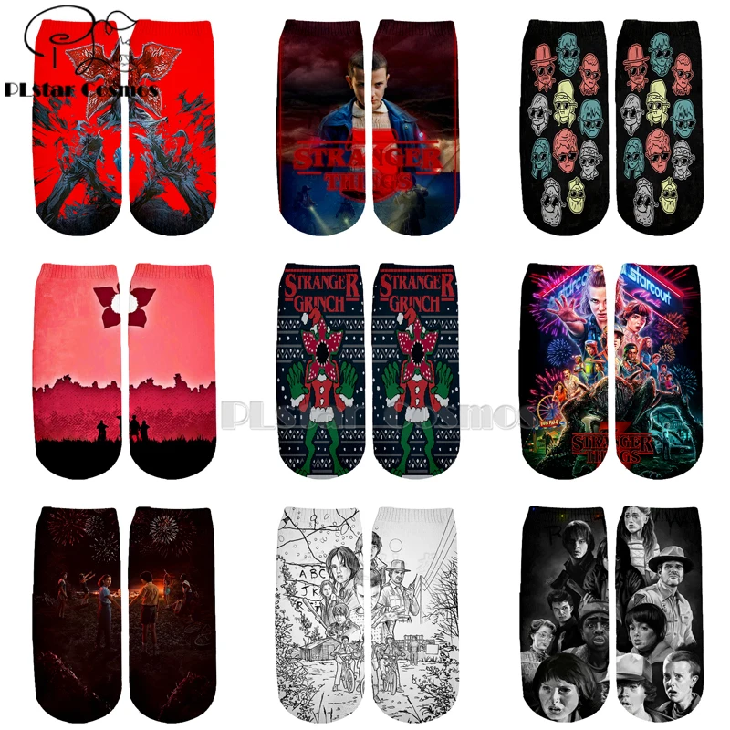 

PLstar Cosmos stranger things Socks Colorful Horror film movie TV Warm Cartoon Short Ankle Socks good quality cotton socks-2