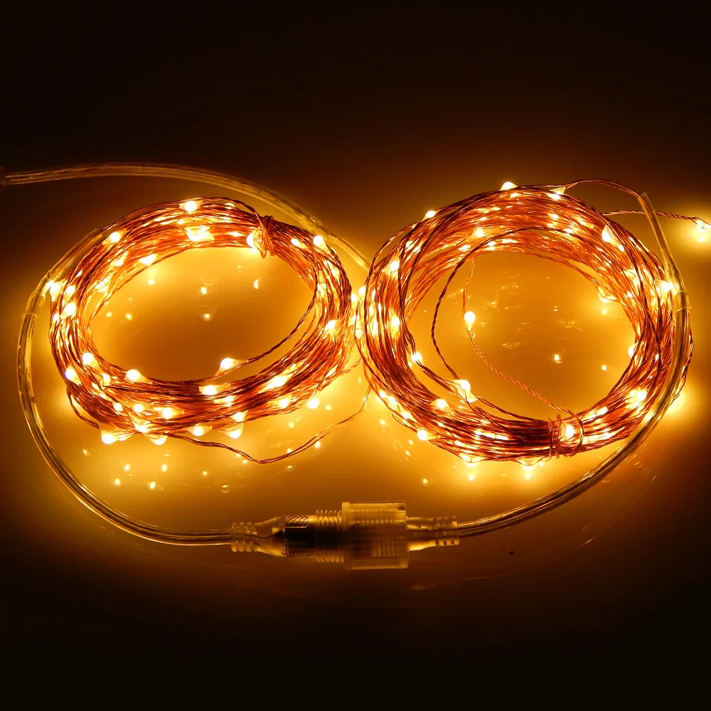 50 м 500 светодиодов 5* 33Ft 100LED наружная Соединительная серия медная проволока цвета света освещение рождественские струнные огни+ адаптер питания