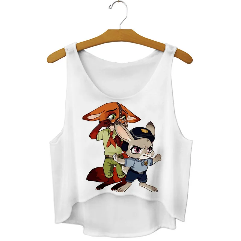 Dingtoll новые модные Мультяшные лисы Любовь Кролик кроп топы милые Kwaii Tumblr Топы Mujer