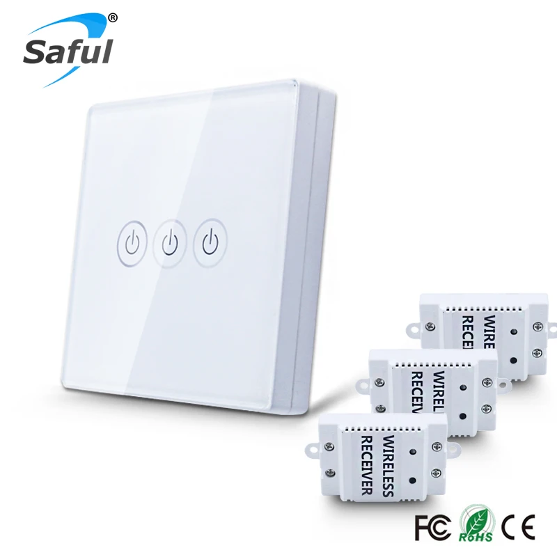 

Wireless touch switch 3 Gang 3 Way Smart Home 220v Home Light Switch long remote control Wall Switch Free shipping