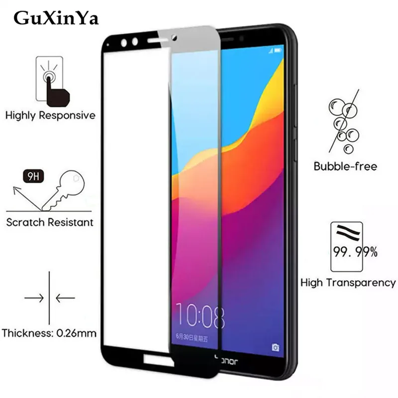 Защитное стекло для экрана Huawei Y9 2018 закаленное с полным клеем FLA L22 полное