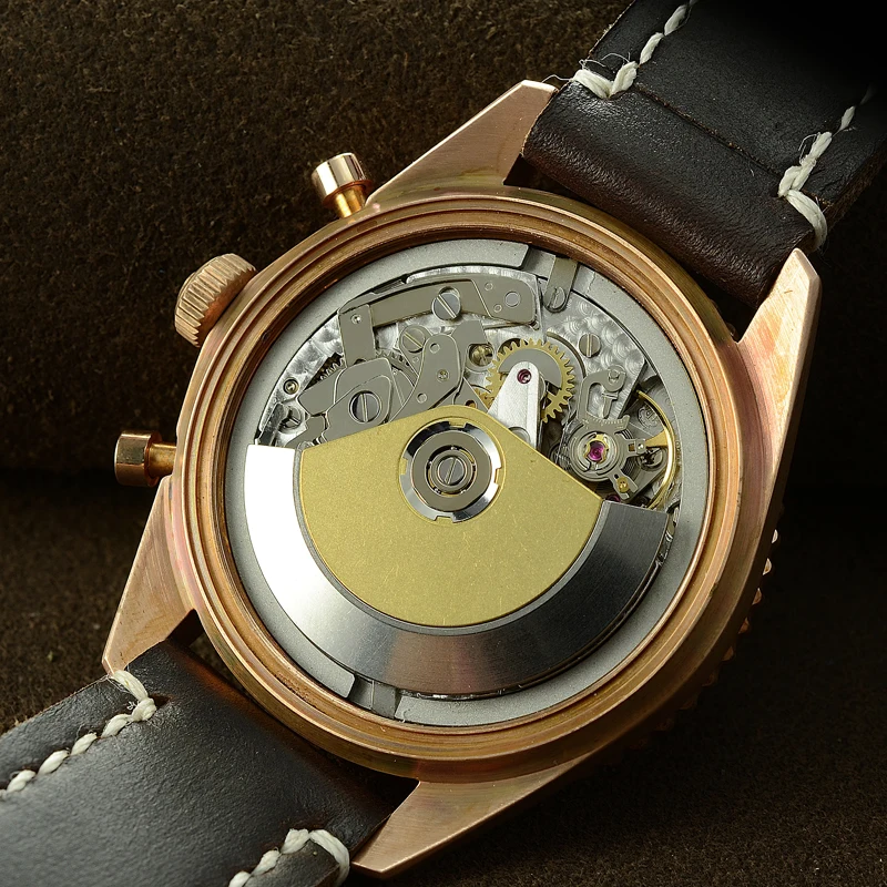 Часы San Martin Sixty-Five бронзовые автоматические часы для дайвинга ETA7753 часы с хронографом 200 м водонепроницаемые бронзовые часы в ретро-стиле