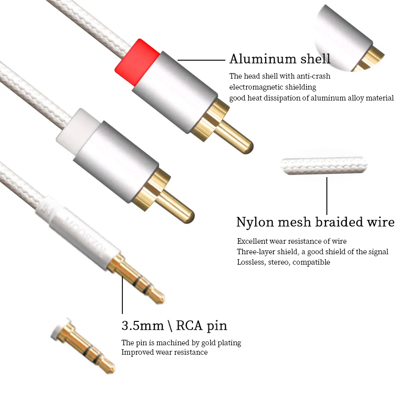 Аудиокабель RCA HIFI со штекером 3 5 мм на штекер 2RCA AUX кабели 0 м 1 для домашнего
