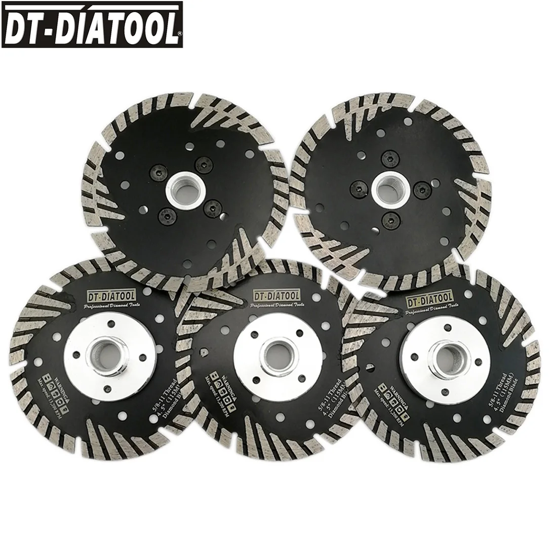 DT-DIATOOL 5pcs/set 4.5inch/115mm Hot Pressed Diamond Turbo Saw Blade with 5/8-11 thread Cutting Disc For Stone Concrete Brick