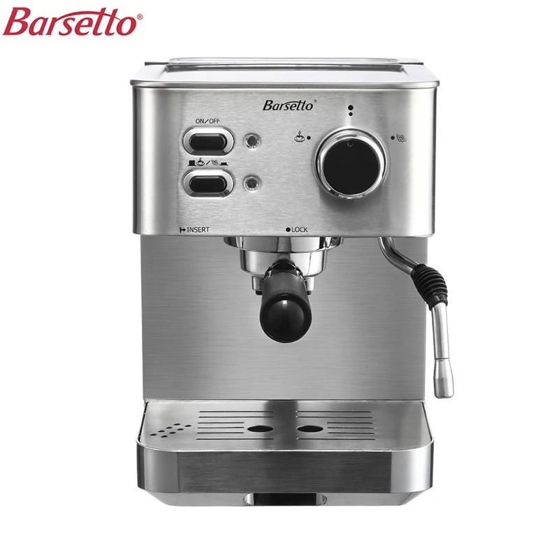 BARSETTO 15Bar Pressure Coffee Machine stainless steel household espresso coffee maker-EU Plug | Makers