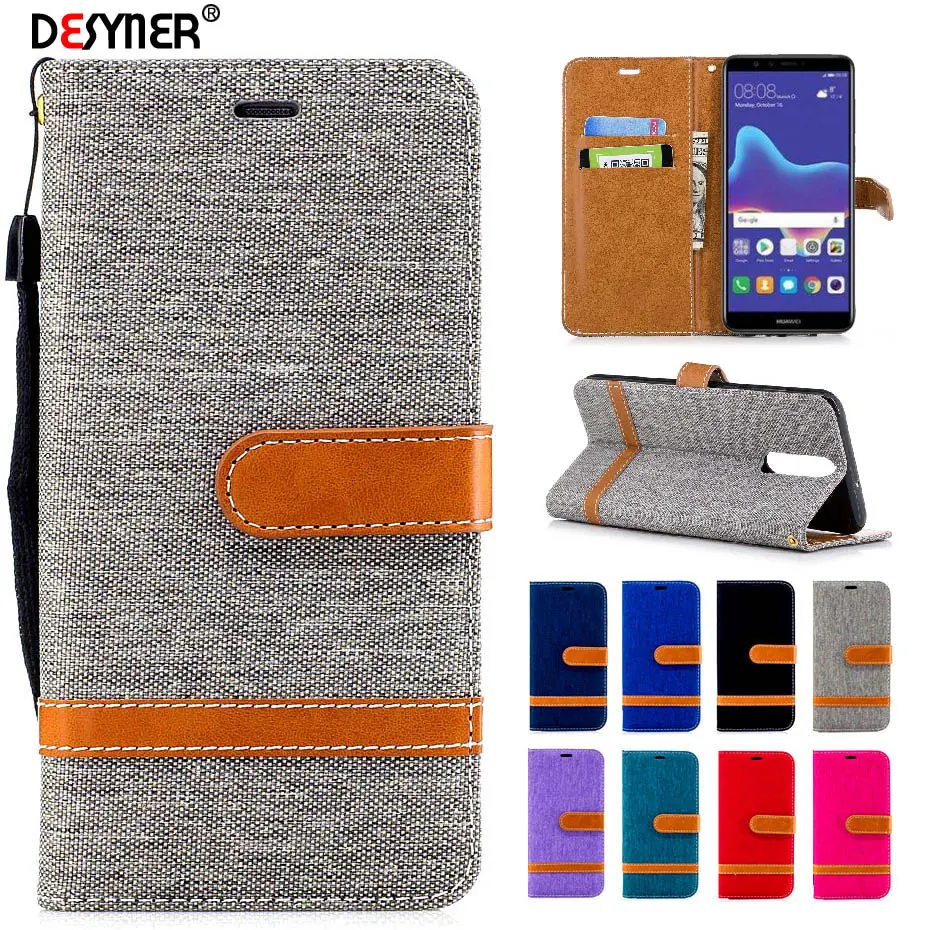 Desyner Denim Mixed Colors Leather Flip Case For huawei Mate 10 Lite Cover for with Stand Card slot | Мобильные телефоны и