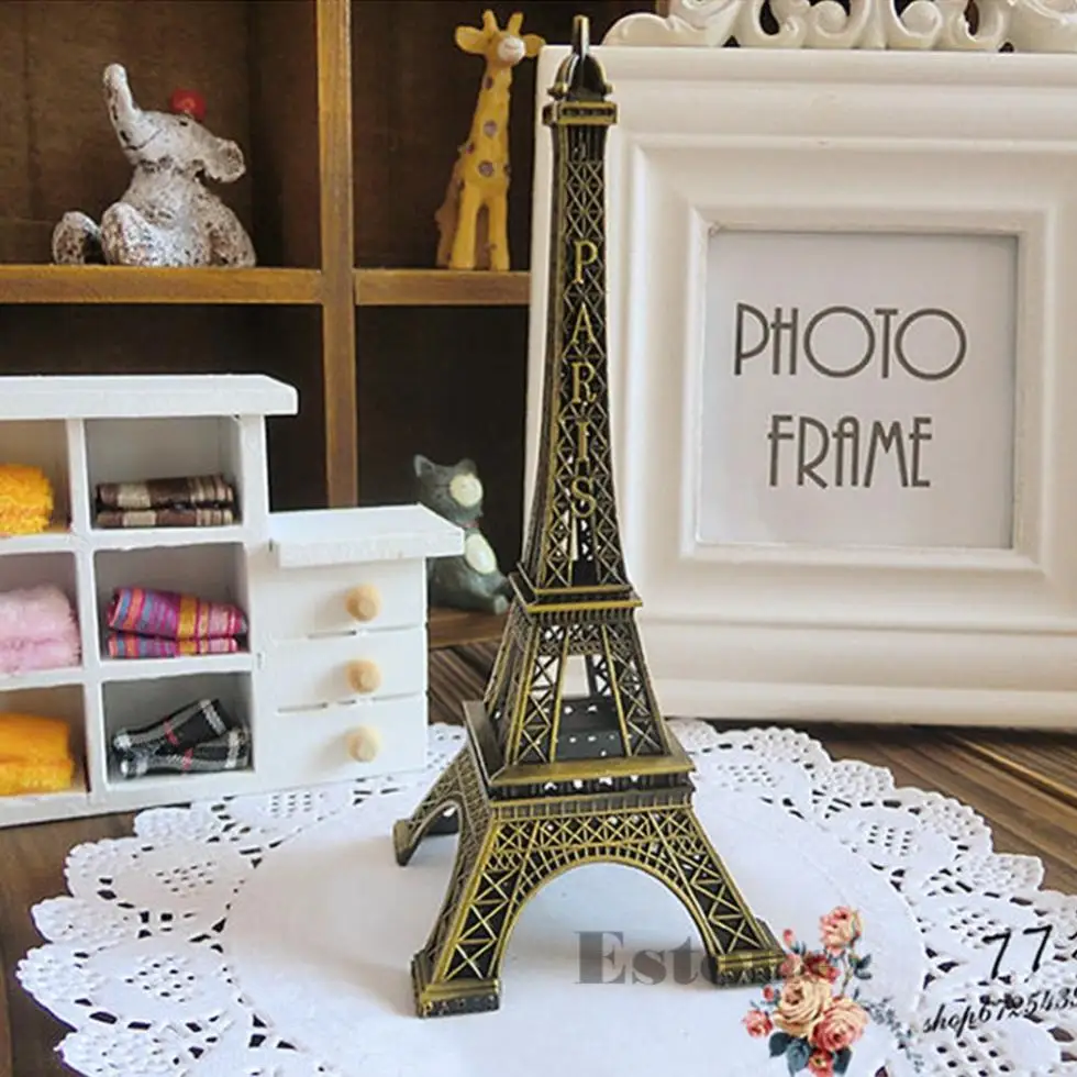 Домашний декор 15 см ретро сплав бронзовый тон Париж Эйфелева башня Статуэтка