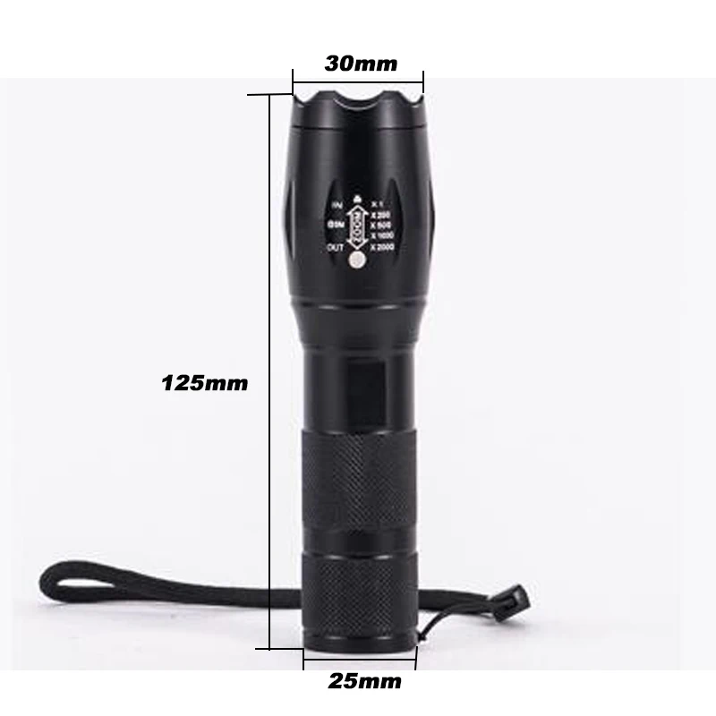 option I E17 Flash Lights L2 T6 алюминиевый водонепроницаемый масштабируемый светодиодный фонарь с 5 режимами с аккумулятором 18650 или AAA - Испускаемый цвет: option I