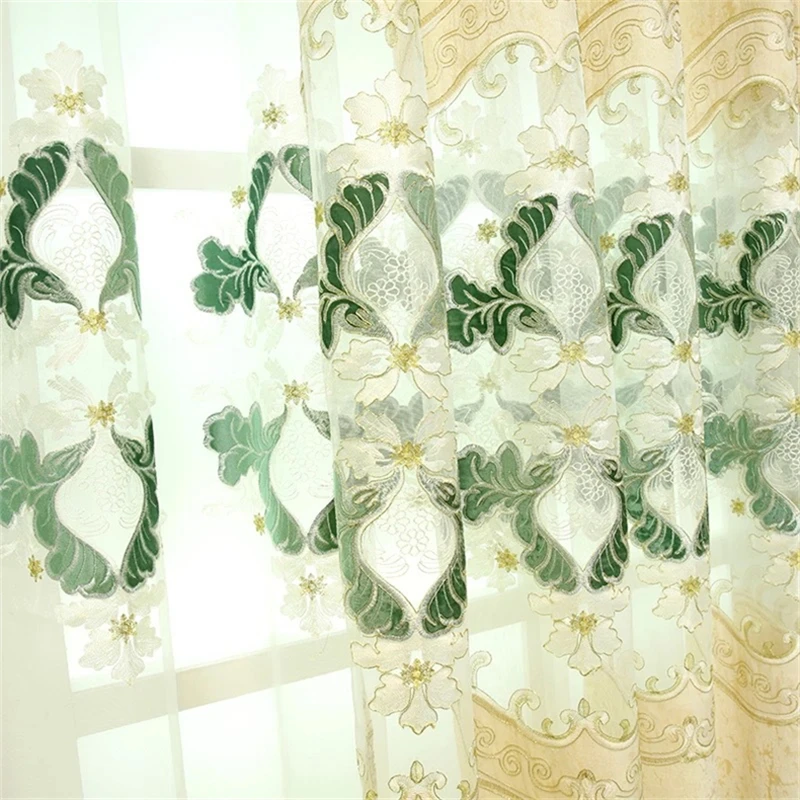 Европейские Роскошные синие декоративные занавески с вышивкой полузатемненные