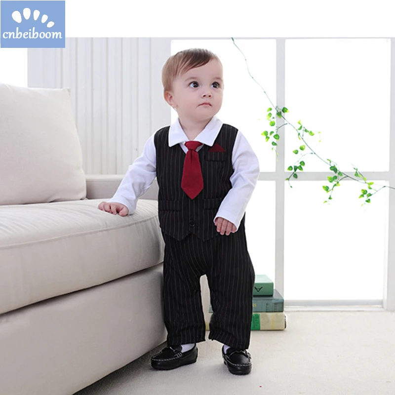 Для маленьких мальчиков комбинезон-ползунки галстук малышей хлопка с длинным