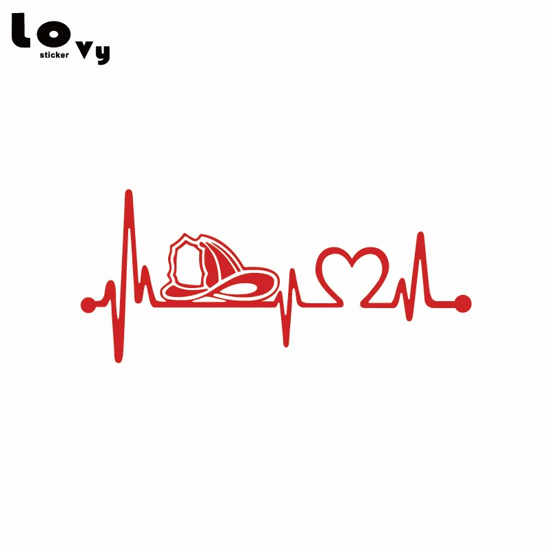 Пожарный шлем Heartbeat Lifeline Виниловая наклейка для автомобиля/наклейка украшения
