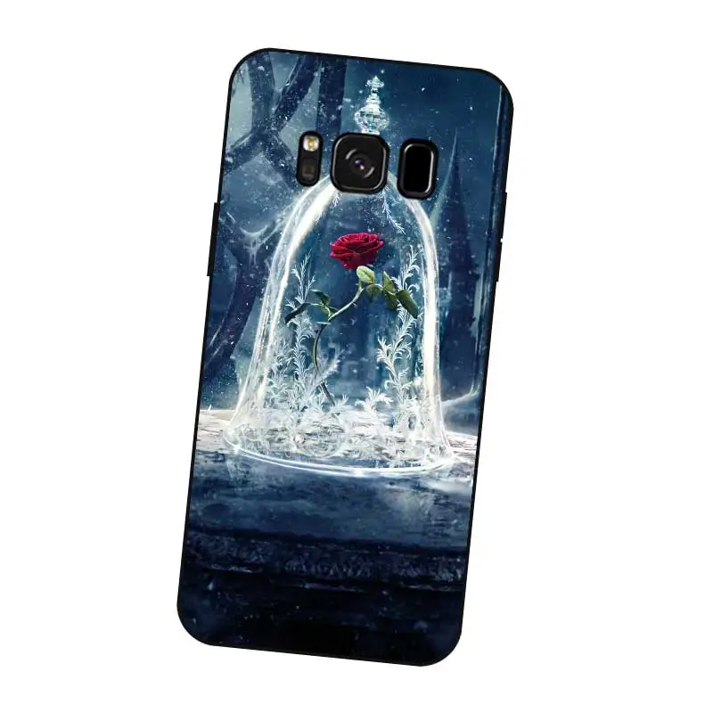 P013 Beauty Beast Rose Black Silicone Case Cover For Samsung Galaxy S5 S6 S7 S8 S9 S10 5G S10E S11 S11E Lite Edge Plus |