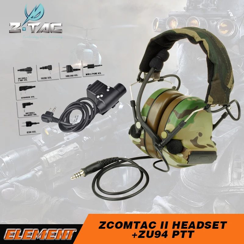 

Z Tac Tactical Headphones Peltor Comtac II Noise Reduction Headset Adapter U94 PTT Baofeng For tactical headset Z041 Z113