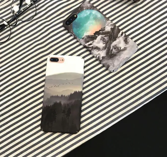 Fundas Coque для Iphone 6 S plus, 7, 7 plus, 6s 6 plus, 8, 8 plus, X Новое поступление природа пейзаж горы Луна рc Жесткий Чехол для мобильного телефона