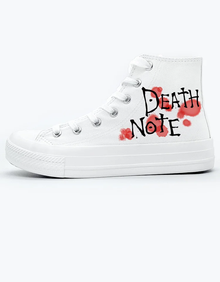 The Death Note/Мужская обувь с высоким берцем; парусиновая обувь; женские кроссовки; Цвет белый; Женская обувь в стиле аниме; повседневная обувь на резиновой подошве
