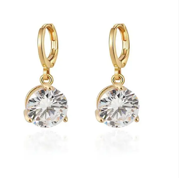 White Zircon MxGxFam 5 цветов Roung Циркон Висячие серьги для женщин золото Цвет 18 к AAA+ CZ Европа Мода Стиль - Окраска металла: White Zircon