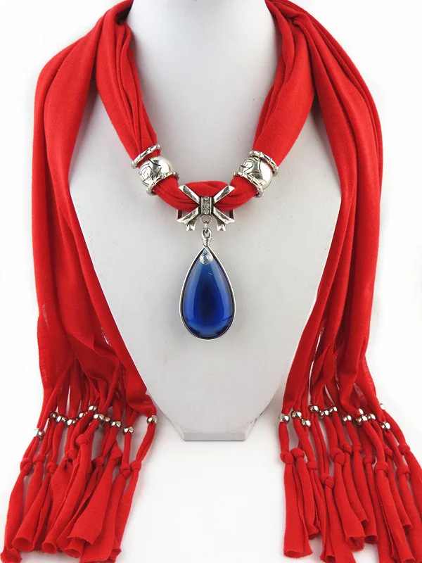 [RUNMEIFA] 2017 очаровательный голубой камень драгоценный капля воды riaindrop кулон шарф