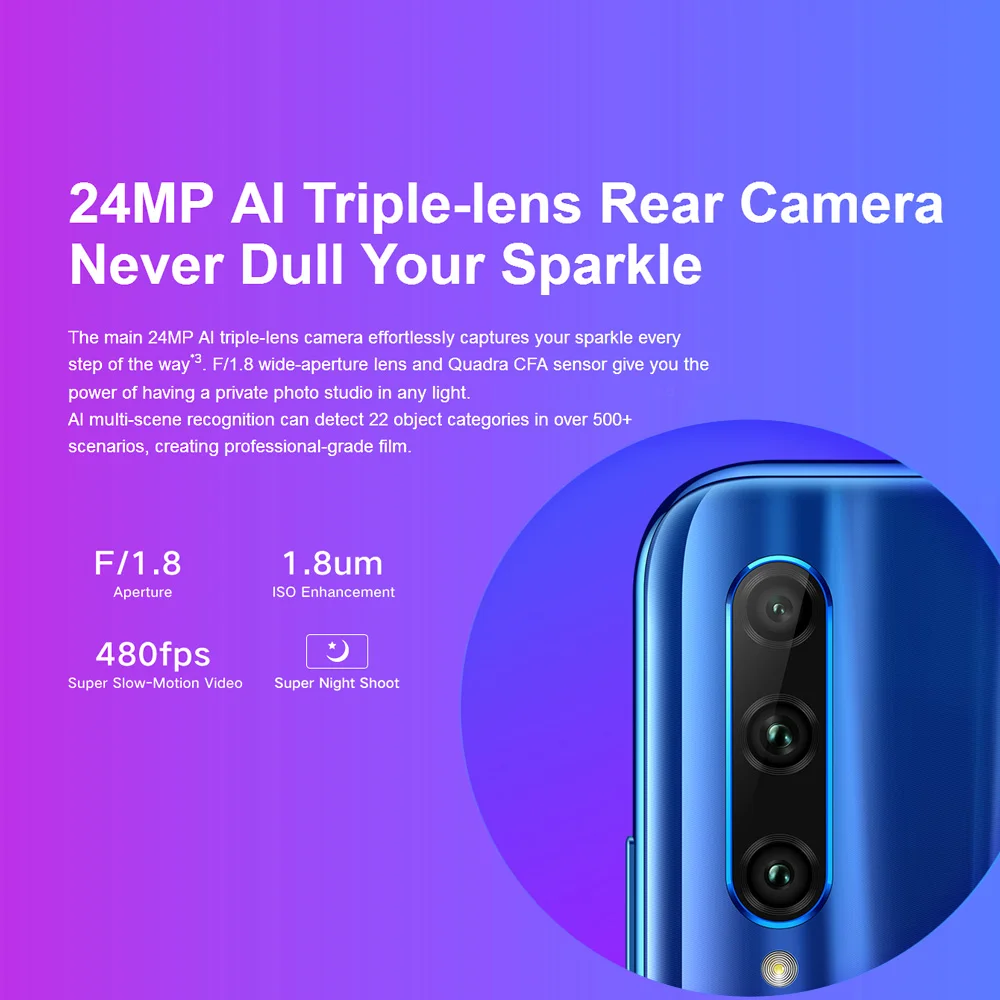 Мобильный телефон Honor 20 Lite с глобальной версией, 4 Гб, 128 ГБ, 6,21 дюйма, FHD+ 32 Мп+ 24 МП, Android 9,0, восьмиядерный смартфон с функцией распознавания лица, NFC, 4G