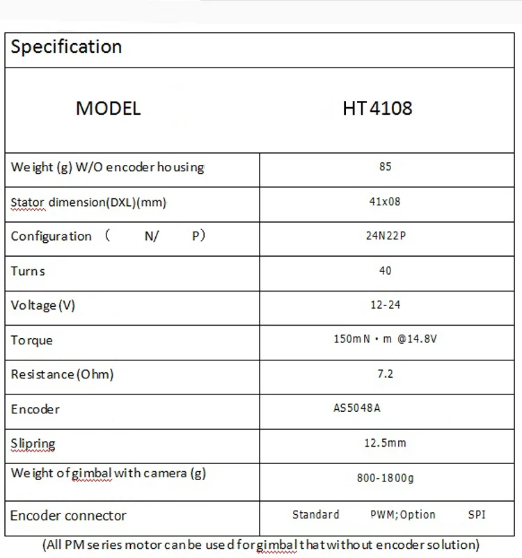 1 шт. HT4108 фотоэлектрический Pod двигатель PTZ w AS5048A/AS5600 энкодер бесщеточный шарнир для OD 8,5 мм 8CH скольжения кольцо камеры s