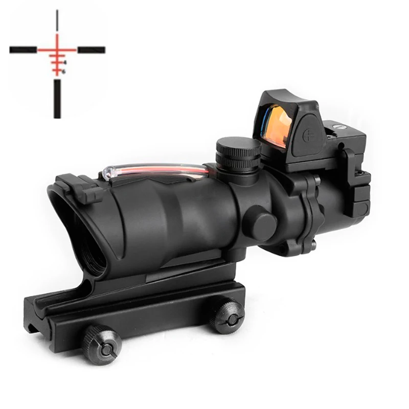 Тактический Trijicon Airsoft ACOG 4X32 прицел из настоящего Красного волокна с красной