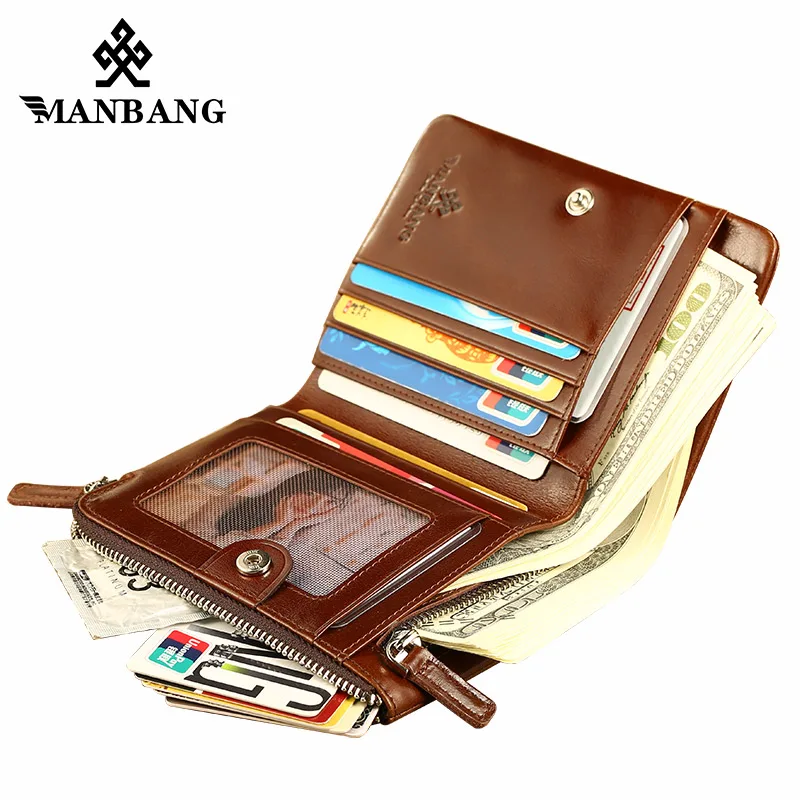 Manbang Пояса из натуральной кожи Для мужчин кошелек Малый walet молния и HASP мужской