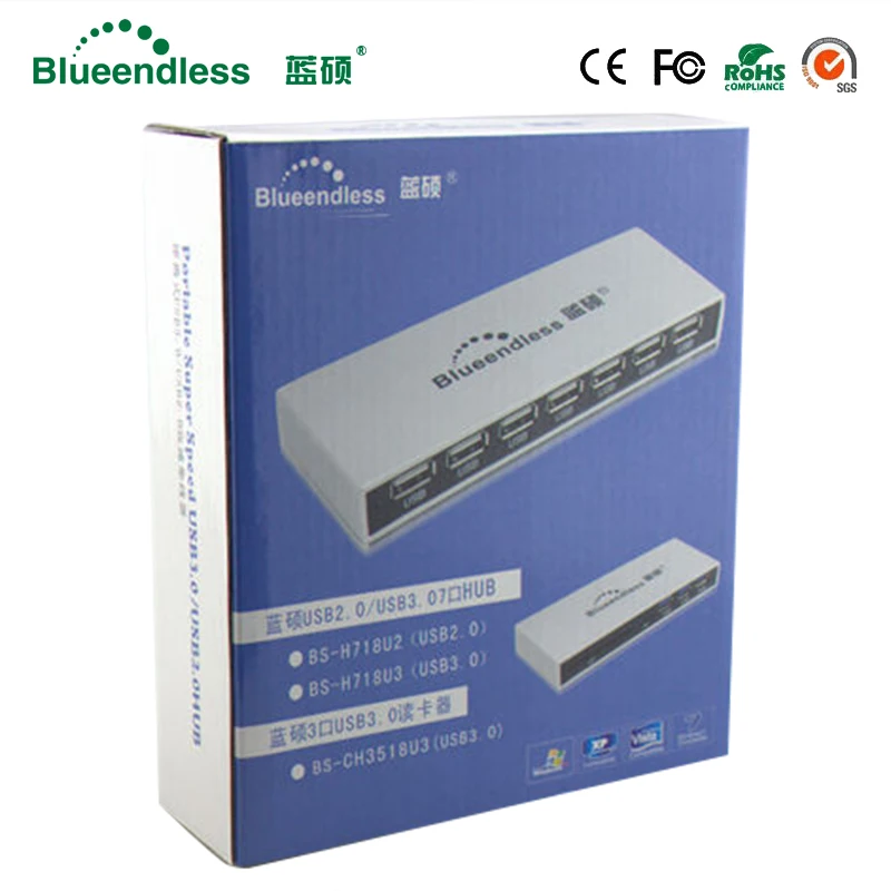 Высокое качество батареях 7 Порты usb хаб 2 0/3 0 Портативный разветвитель