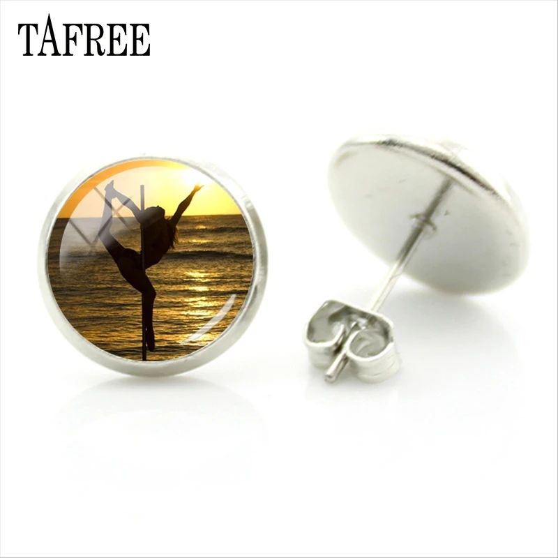 Серьги-гвоздики TAFREE для танца шеста серебряного цвета высококачественные Модные