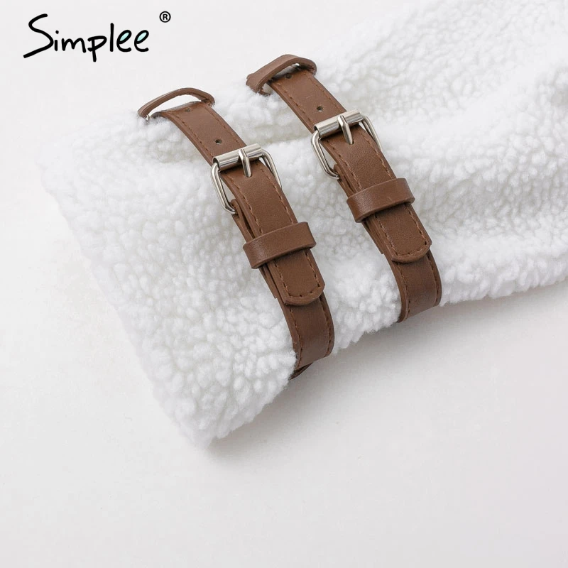 Женская белая толстая парка-пальто Simplee теплая уличная одежда с отложным