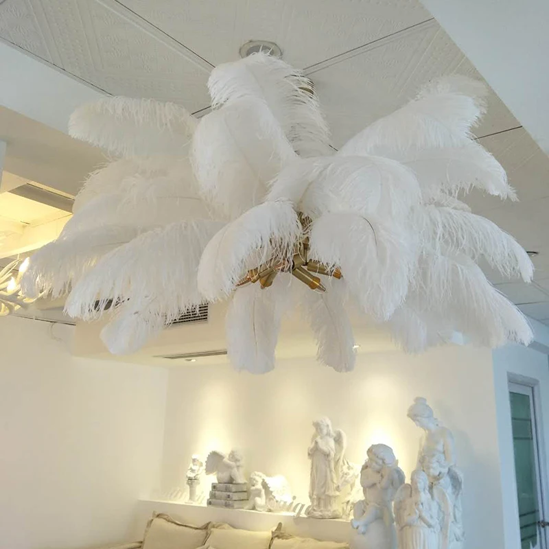 New Feather Chandelier Lighting Copper Creative Villa Model Room Art Living Decor Home Lustres Pendentes Kitchen | Освещение