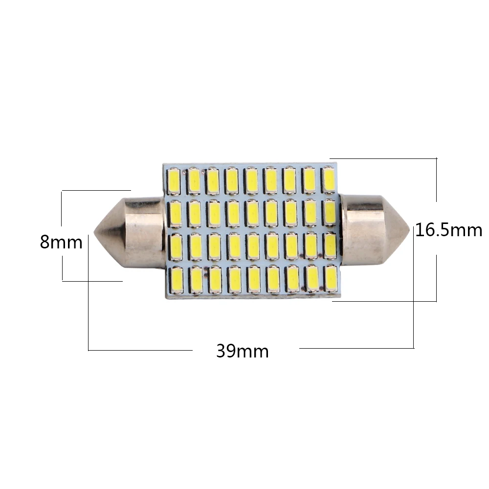 YM E-Bright 100PCS C5W Car Led 36mm 39mm 41mm 3014 36 SMD 6500K Bulbs For Door Lights Festoon Dome Light Interior Lighting | Автомобили и