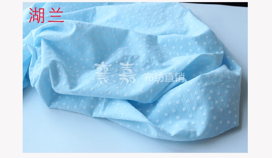 White flower 100*140cm Cotton Crepe Fabric Wear Gauze Printing Seersucker Pants Mosquito Pajamas Fabric D30