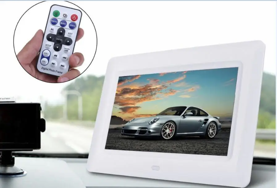 7 дюймов TFT lcd Цифровая фоторамка широкий экран Рабочий стол с светодиодный светильник Flash MP3 MP4 плеер Будильник - Цвет: Белый