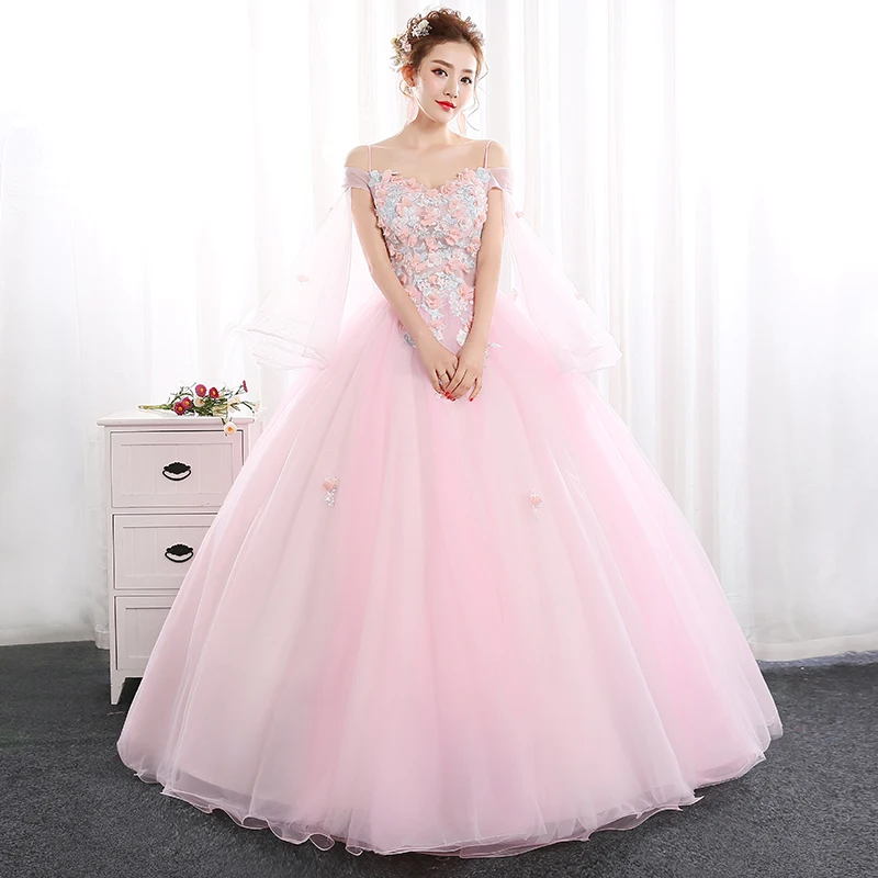 Платье принцессы с открытыми плечами rossado Quinceanera розовое платье для выпускного