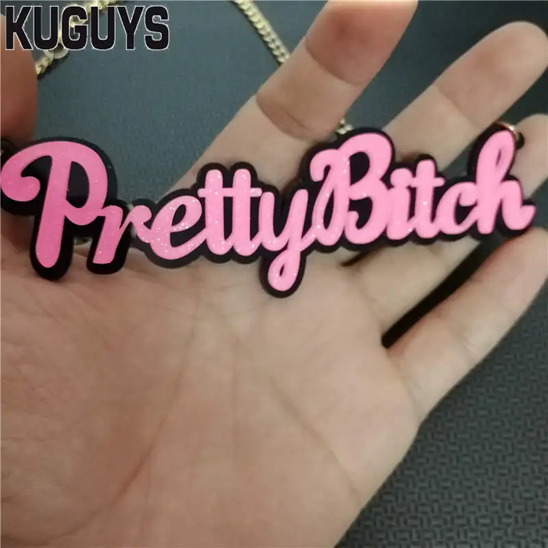 KUGUYS модные ювелирные изделия золотые звенья цепи ожерелья для женщин акриловые