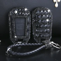 lunasbore free shipping luxury diamond bling car key case cover key shell for peugeot citroen