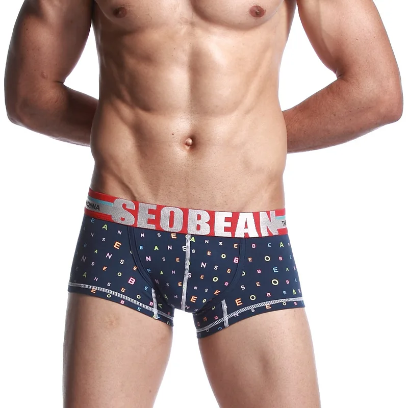 

Hot selling!brand SEOBEAN Letters printing gay boxers men cotton underwear Men's boxer shorts U convex comfortable underpants