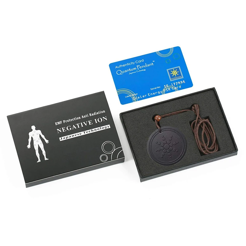 Lave Stone кулон Quantum pendant ожерелье с кожаной веревкой цепь скалярная энергия Neg ионы с защитой от ЭМП забота о здоровье талисманы ювелирные изделия
