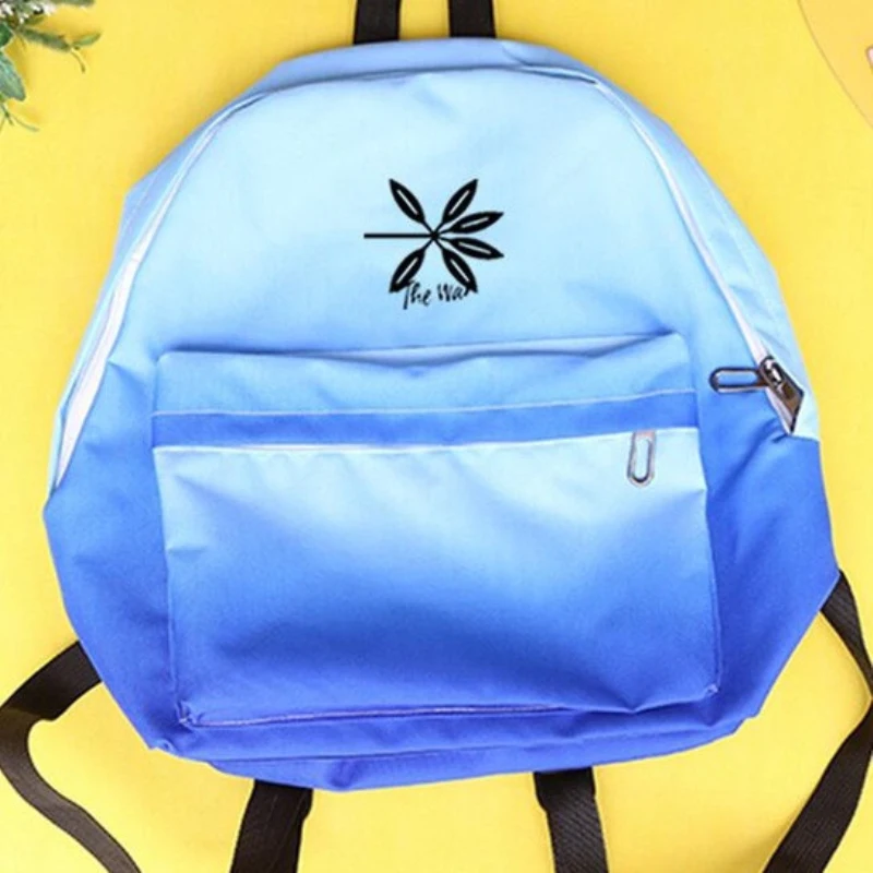 Mainlead New kpop EXO Group CHEN CHANYEOL Same Gradient Pink Blue Color Canvas Backpack |