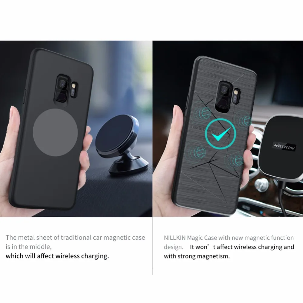 Магнитный чехол для телефона samsung Galaxy S9 S9 PLUS с поддержкой беспроводной зарядки Nillkin Magic чехол samsung S9 чехол с магнитным держателем