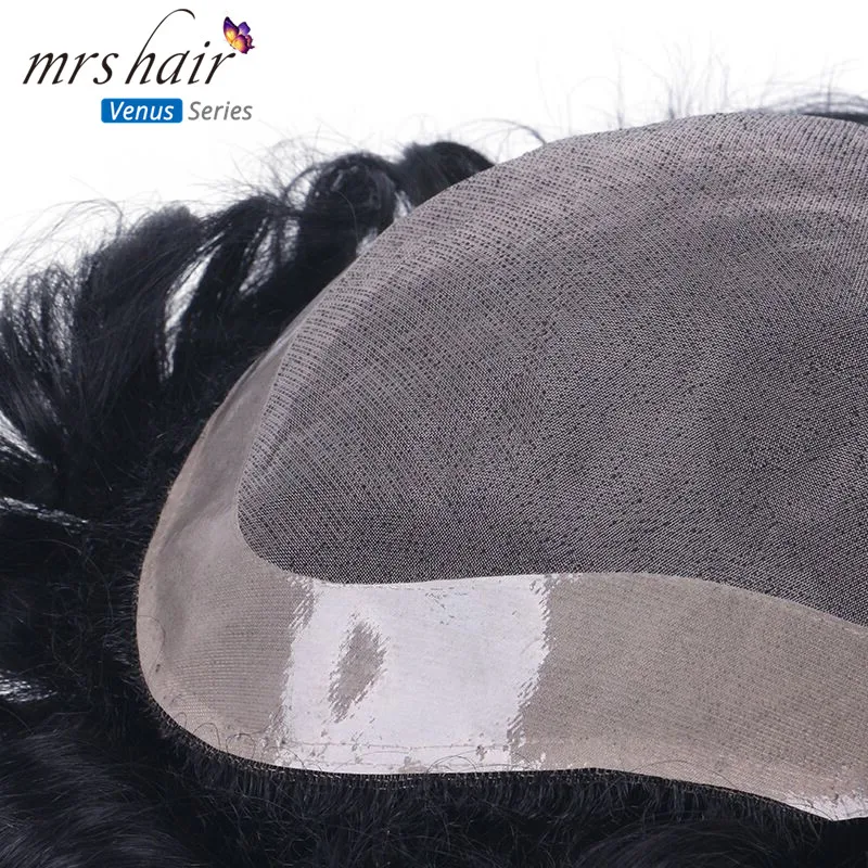 MRS HAIR мужской парик Remy человеческие волосы кружева Тонкий ПУ заменить мужчин t система Toupees мужские волосы парики