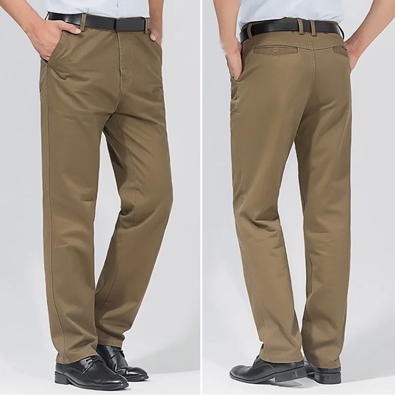 SHUJIN PuimentiuaAutumn Solid Loose Straight Men's Casual Pants Long Trousers Waist Pants Men Plus Size Cotton pantolon erkek
