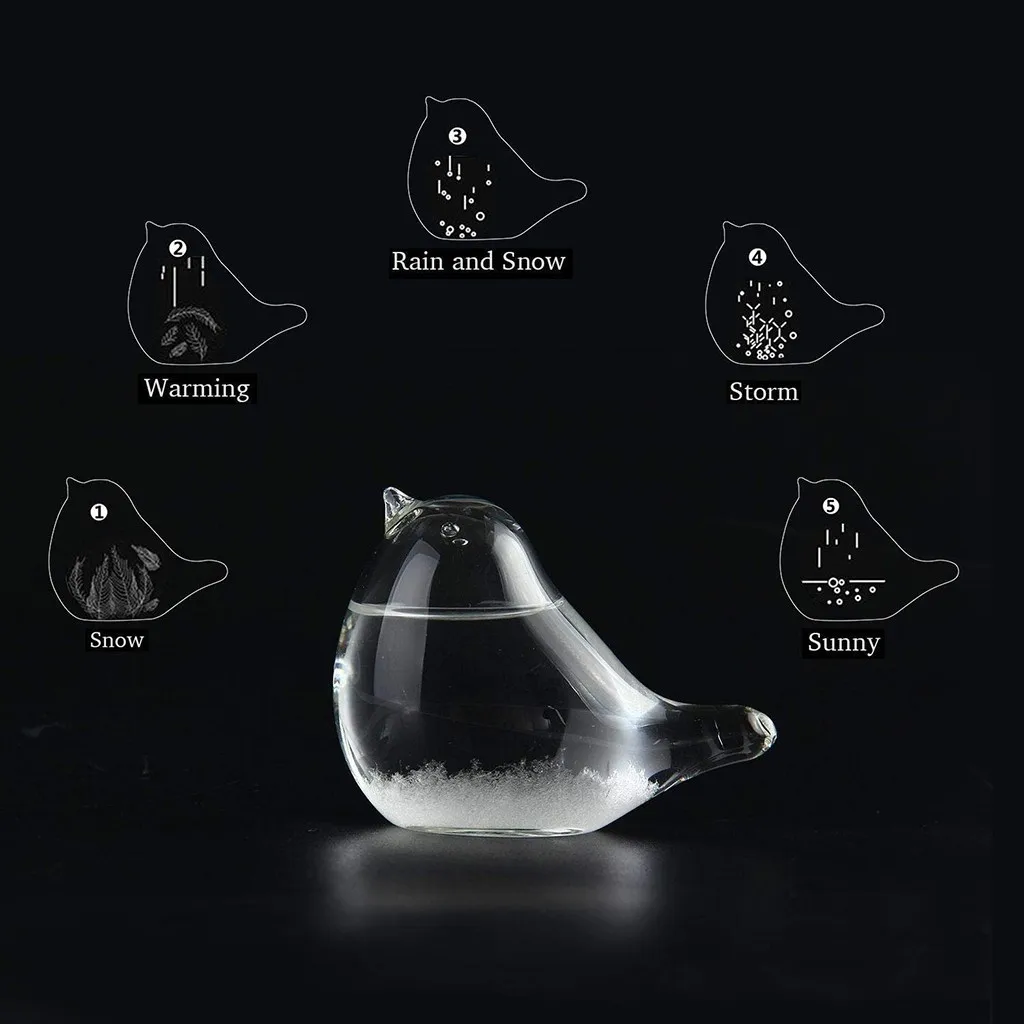 Прогноз погоды Storm Glass в форме птицы Хрустальный настольный декор стеклянные