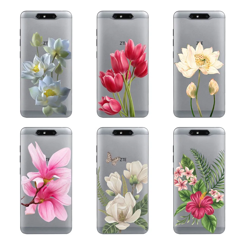 Мягкий чехол из ТПУ для Blade v8 v9 lite/v8 mini с цветком ZTE nubia v18 z18 Axon 7 Защитные чехлы