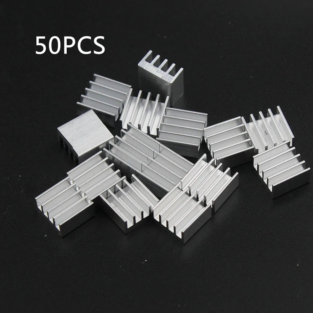 50pcs/lot Aluminum Heatsink 8.8*8.8*5mm Electronic Chip Radiator Cooler w/ Thermal Double Sided Adhesive Tape for IC,3D Printer