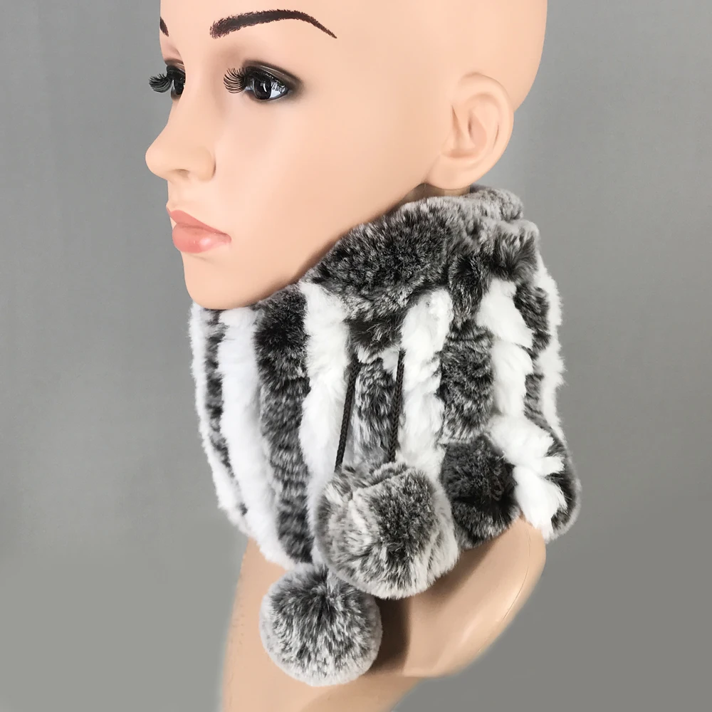 Роскошные женские зимние ботинки Настоящий мех кролика головные уборы Skullies