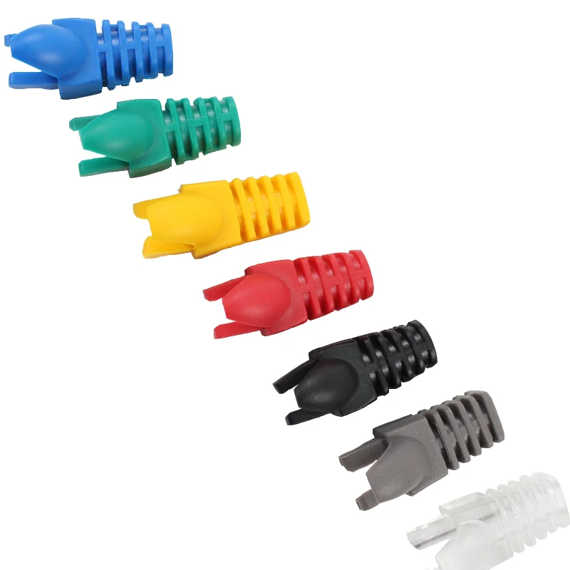 100pcs colorful RJ45 Cap Connector CAT5E CAT6 Plug Ethernet Network Cable Strain Relief Boots RJ 45 plugs Socket boot caps|rj45 cap|network