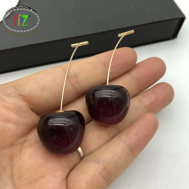 Женские акриловые серьги-вишни F.J4Z Популярные яркие серьги-Вишни из реалистичной