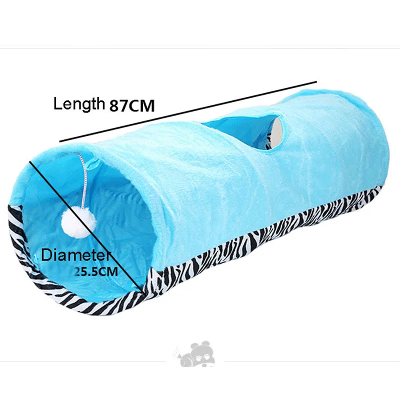 

2019 Pet Tunnel Long 87cm Cat Puppy Rabbit Teaser Funny Hide Tunnel Toys With Ball Collapsible Suede Cat Tunnel