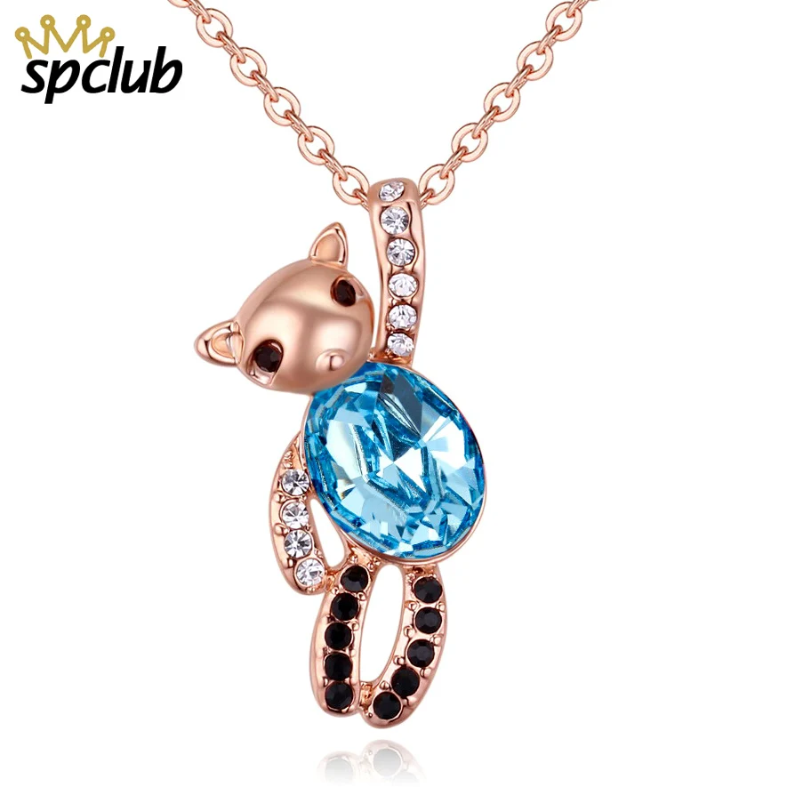 SPCLUB розовое золото Цвет милый медведь кристаллами от Сваровски ювелирные